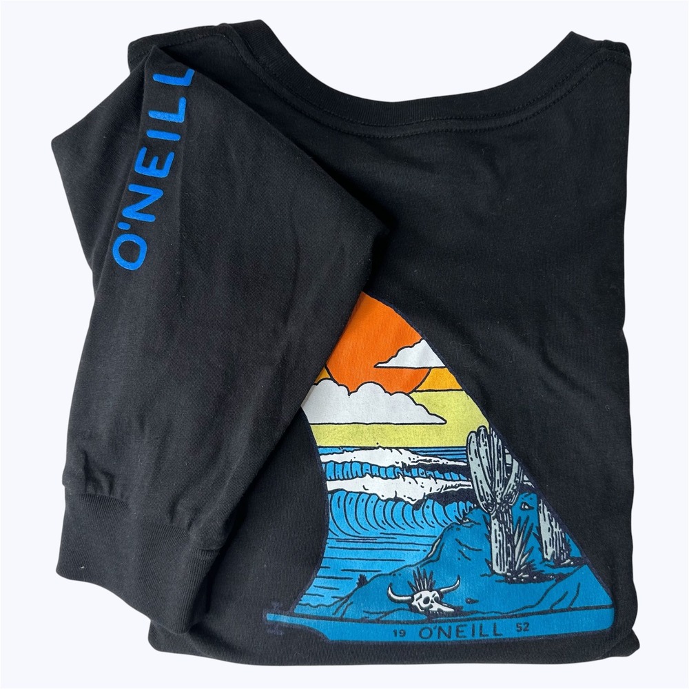 O'Neill Modern Long Sleeve Back Graphic T-Shirt Black Sunset Vibes Surf NEW Sz L